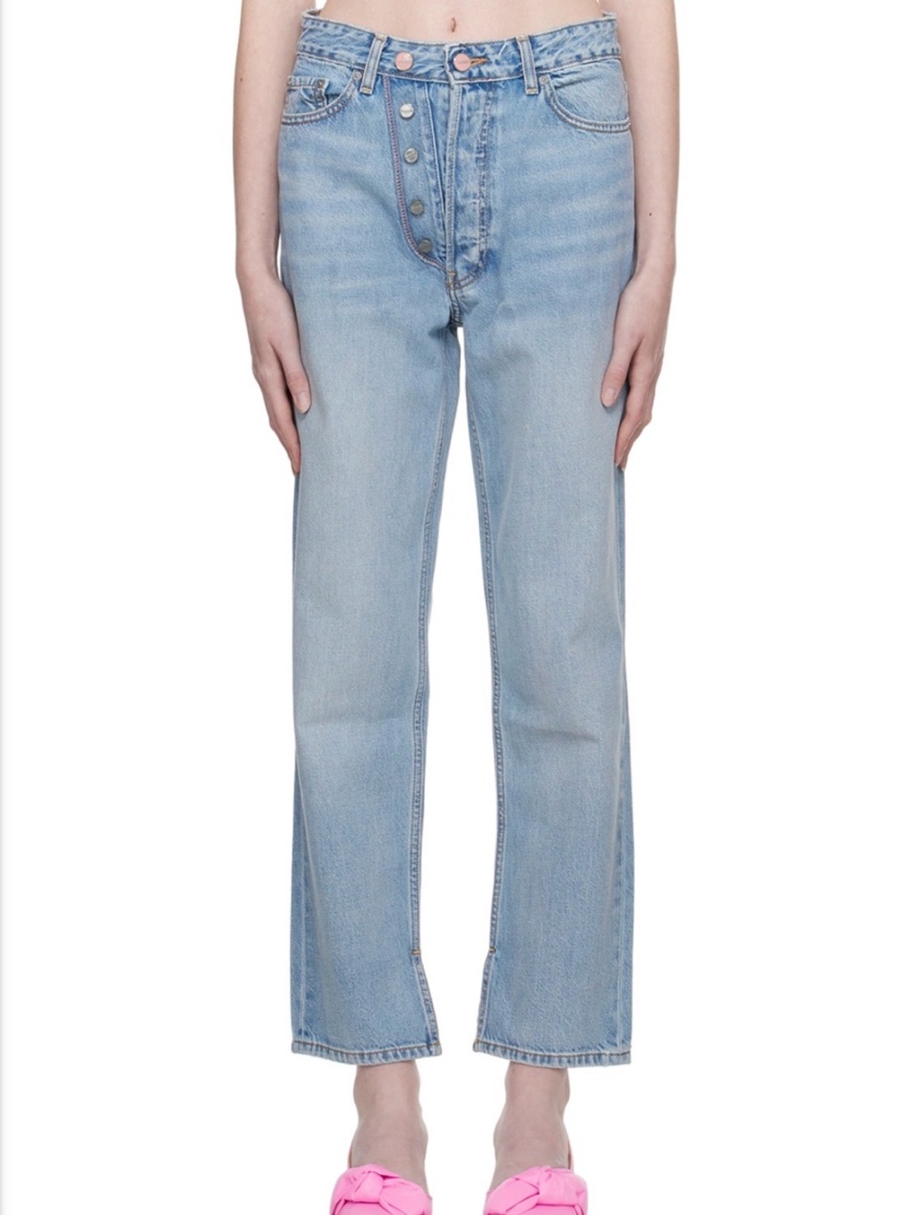 GANNI Blue Figni Jeans LightWash Straight Leg 27 High Rise Button Fly ScandiGirl